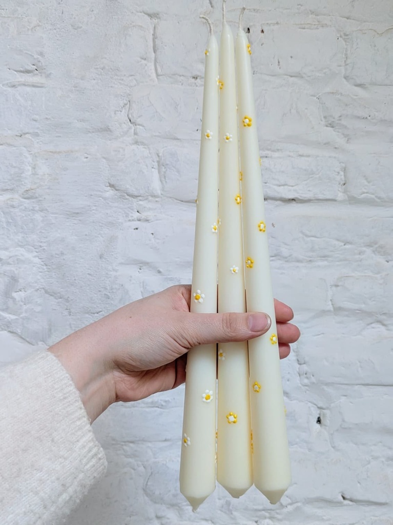 Trio chandelles fleurs jaunes 