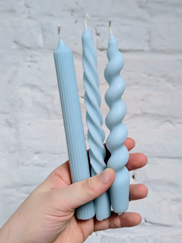 Trio chandelles bleu pastel