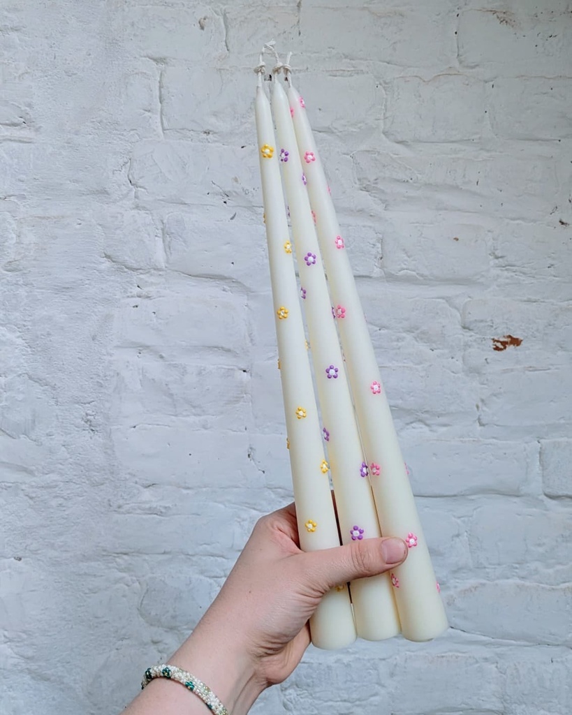 Trio chandelles fleurs