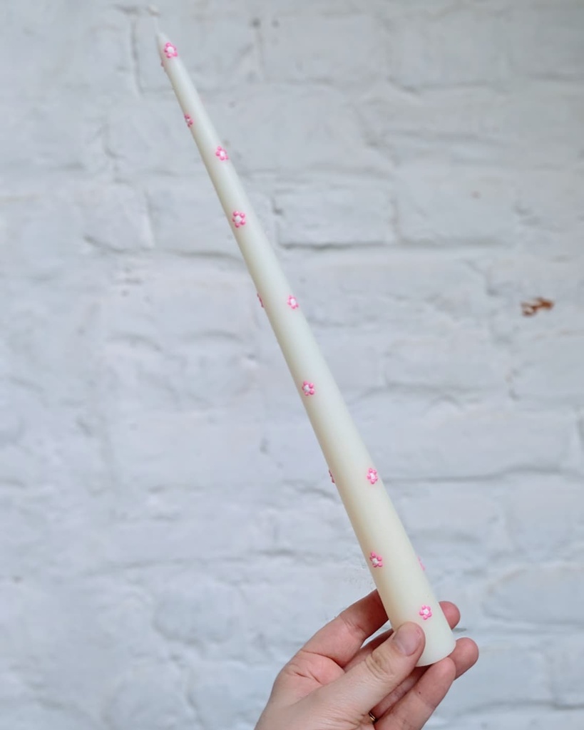 Chandelle à fleurs roses