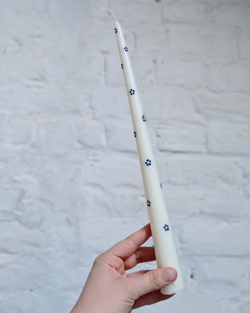 Chandelle à fleurs bleus métalliques