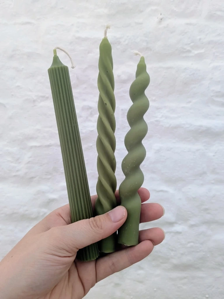 Trio chandelles vert olive