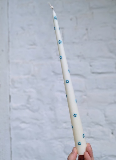 Chandelle à fleurs bleus claires